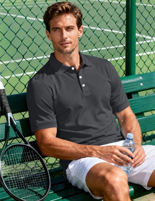 MAGCOMSEN Men's Polo Shirt - Quick-Dry Casual Work T-Shirt | Short Sleeve Golf Jersey in Pique Fabric