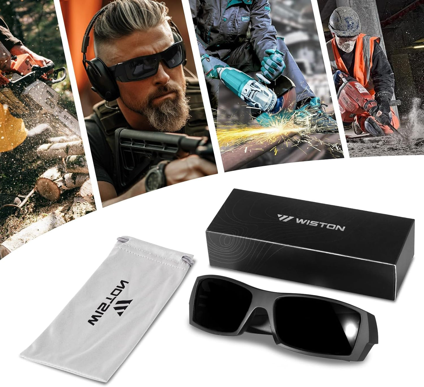 WISTON Z87 Sunglasses - Wrap Around UV400 Safety Glasses for Men | Ideal for Sports & Work
