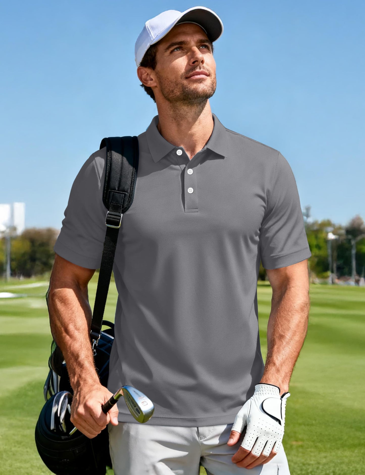MAGCOMSEN Polo Shirts for Men Short Sleeve Performance Golf Polos Moisture Wicking Casual Collared Shirts Summer Top