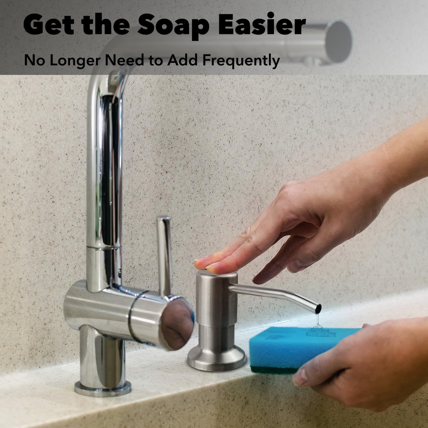 Domthent Soap Dispenser for Kitchen Sink Set,Sink Soap Dispenser Pump with 47" Soap Dispenser Extension Tube Kit,Stainless Steel Countertop Soap Dispenser for Kitchen Bathroom (Brushed Nickel)