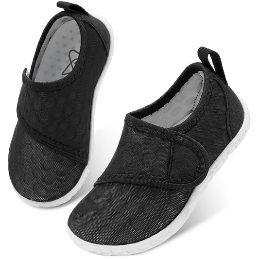 LeIsfIt Boys Girls Water Shoes Kids Aqua Socks Toddler Quick-Dry Swimming Shoes Non-Slip Summer Shoe for Beach Pool Surf, Black, 9 Toddler