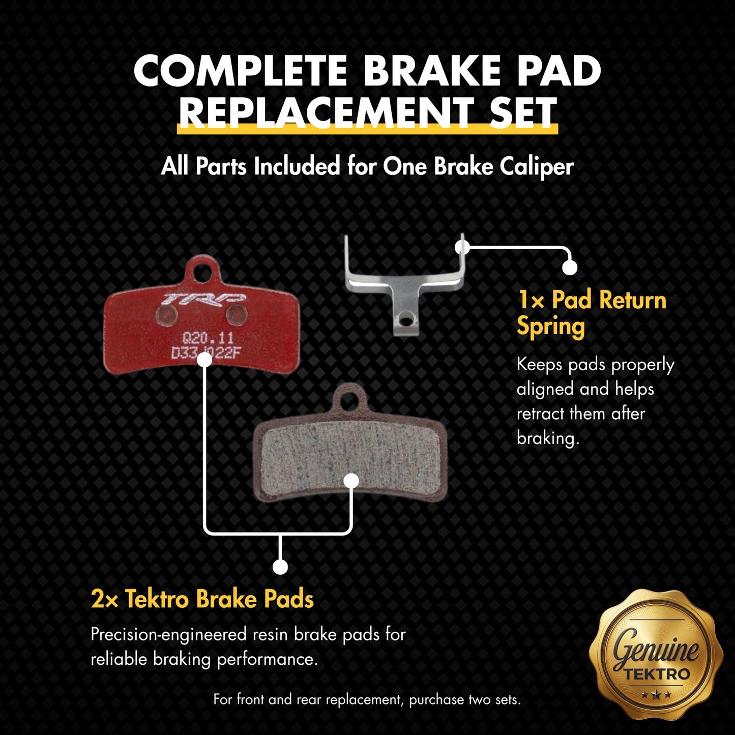 TRP Performance Semi-Metallic 4-Piston Bicycle Brake Pads | One Pair | Compatible with All TRP 4-Piston Brakes | Caliper Spring Included