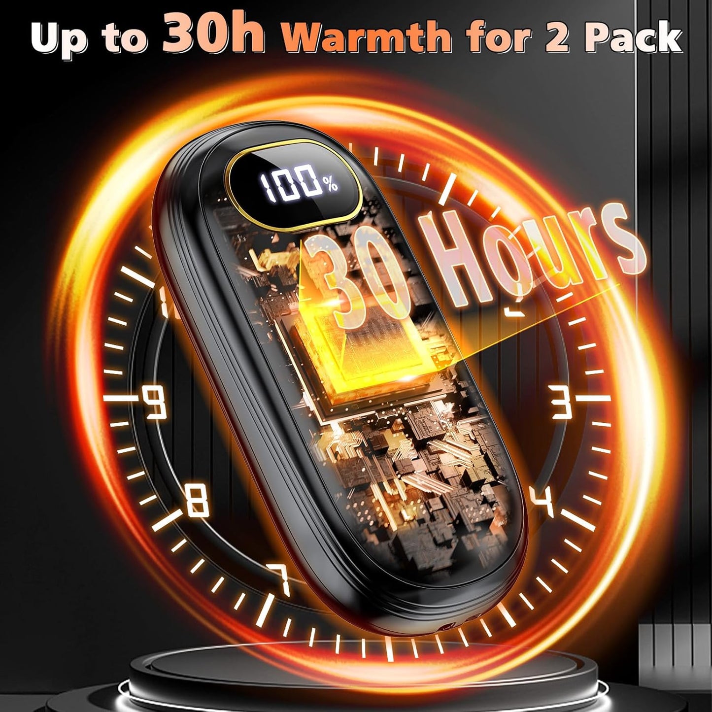Skiennix Rechargeable Hand Warmers - Dual-Sided Heating, 15 Hours of Warmth, LED Display & Flashlight, Perfect for Gifts