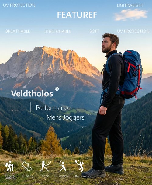 Veldtholos 5 Pack Mens Sweatpants with Zipper Pockets Open Bottom Jogger for Men Lightweight Track Pants Men for Running Gym
