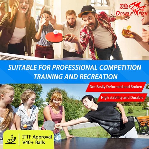 DOUBLE FISH 3-Star Ping Pong Balls - ITTF Approved White Table Tennis Balls | 40+ ABS for Training & Competition