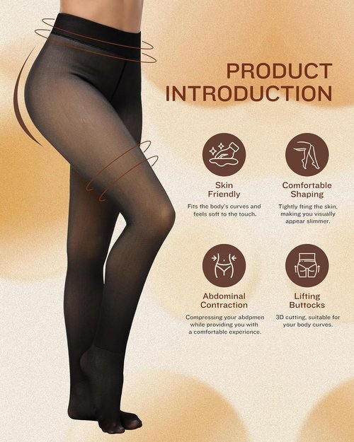 CHRLEISURE Women's Fleece Lined Tights | Warm Thick Winter Leggings for Comfort and Style