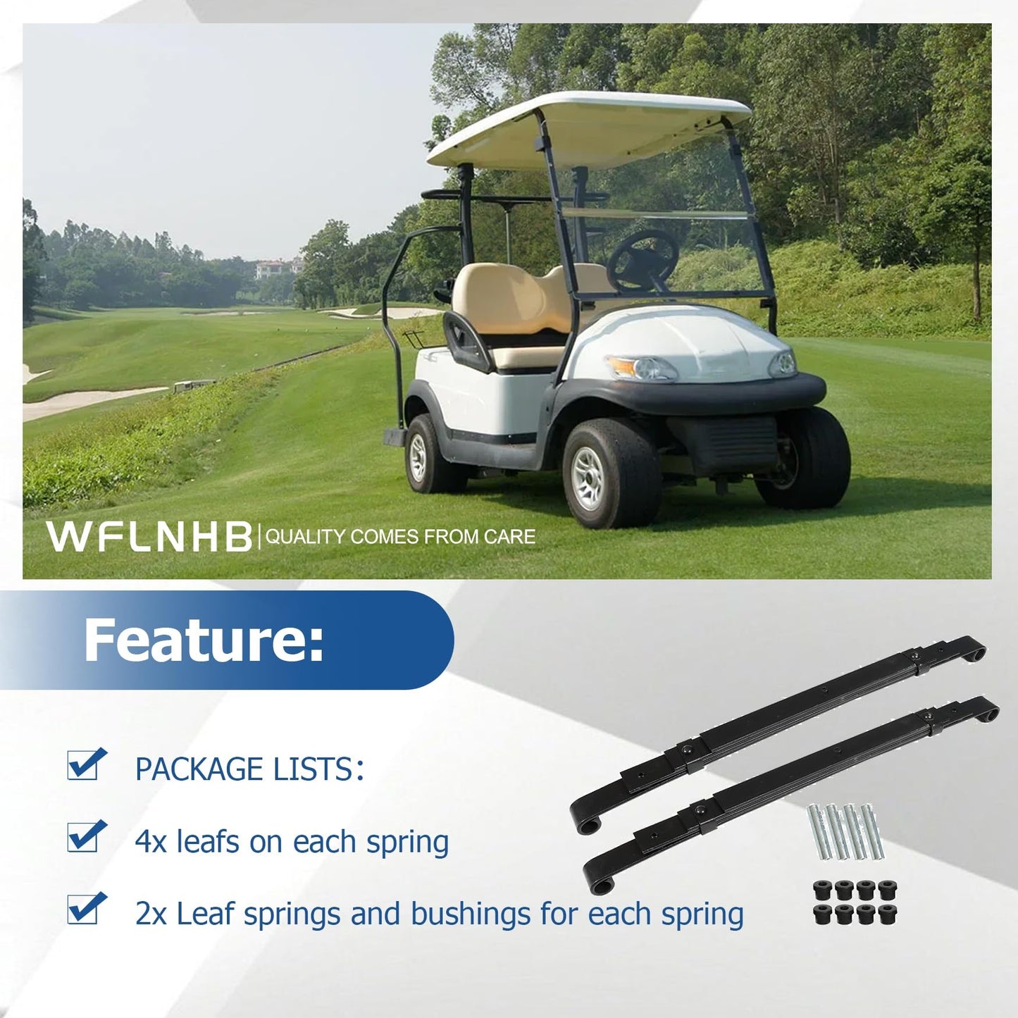 WFLNHB Heavy Duty Rear Leaf Springs Set of Club Car Replacement for Precedent (2004-up) Golf Cart