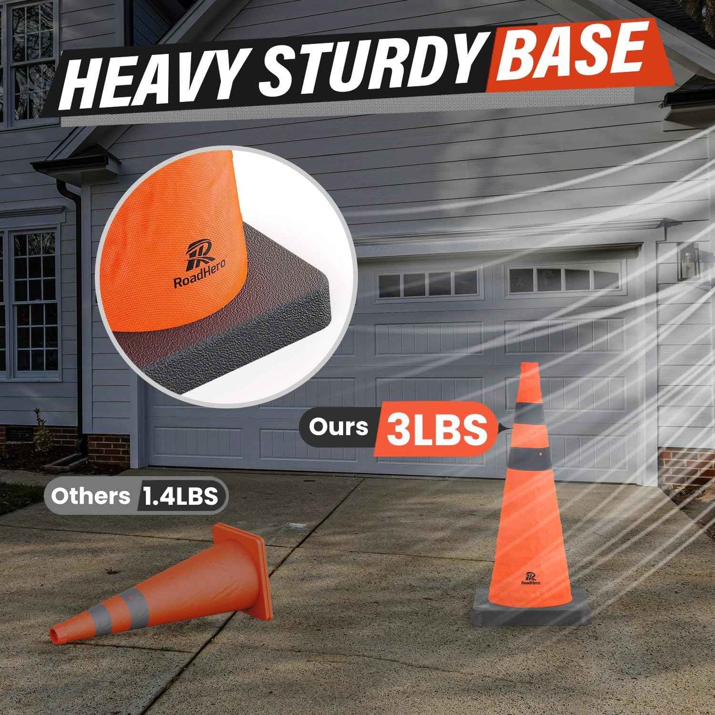 28 Inch Collapsible Traffic Safety Cones - Weighted Base & Reflective Collars, 4 Pack
