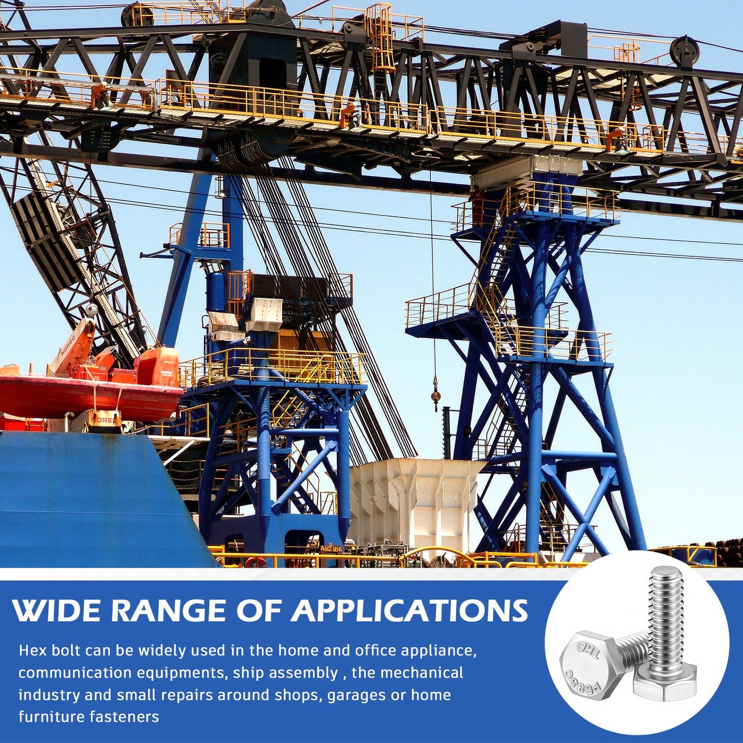 Zonon 50 Pcs 1/4-20 x 3/4" Hex Head Screw Bolt 18-8 (304) Stainless Steel Hexagon Bolts, Fully Threaded, Plain Finish, External Hex Drive