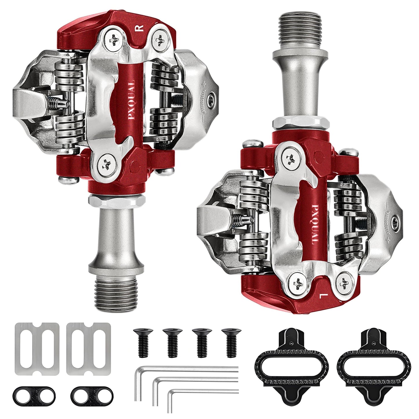 SPD Bike Pedals, 9/16 "Mountain Bike Pedal, Aluminum Alloy Sealed Clipless Pedals Compatible with SPD Type Cleats - Easy Clip in & Out(Red)