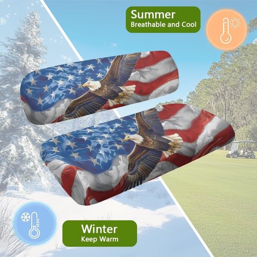 Brosoneto Eagle Golf Cart Seat Covers, American Flag Breathable Golf Cart Seat Blanket Towel, Travel Sports Golf Cart Front Seat Cover for Club Car Golf Cart Accessories