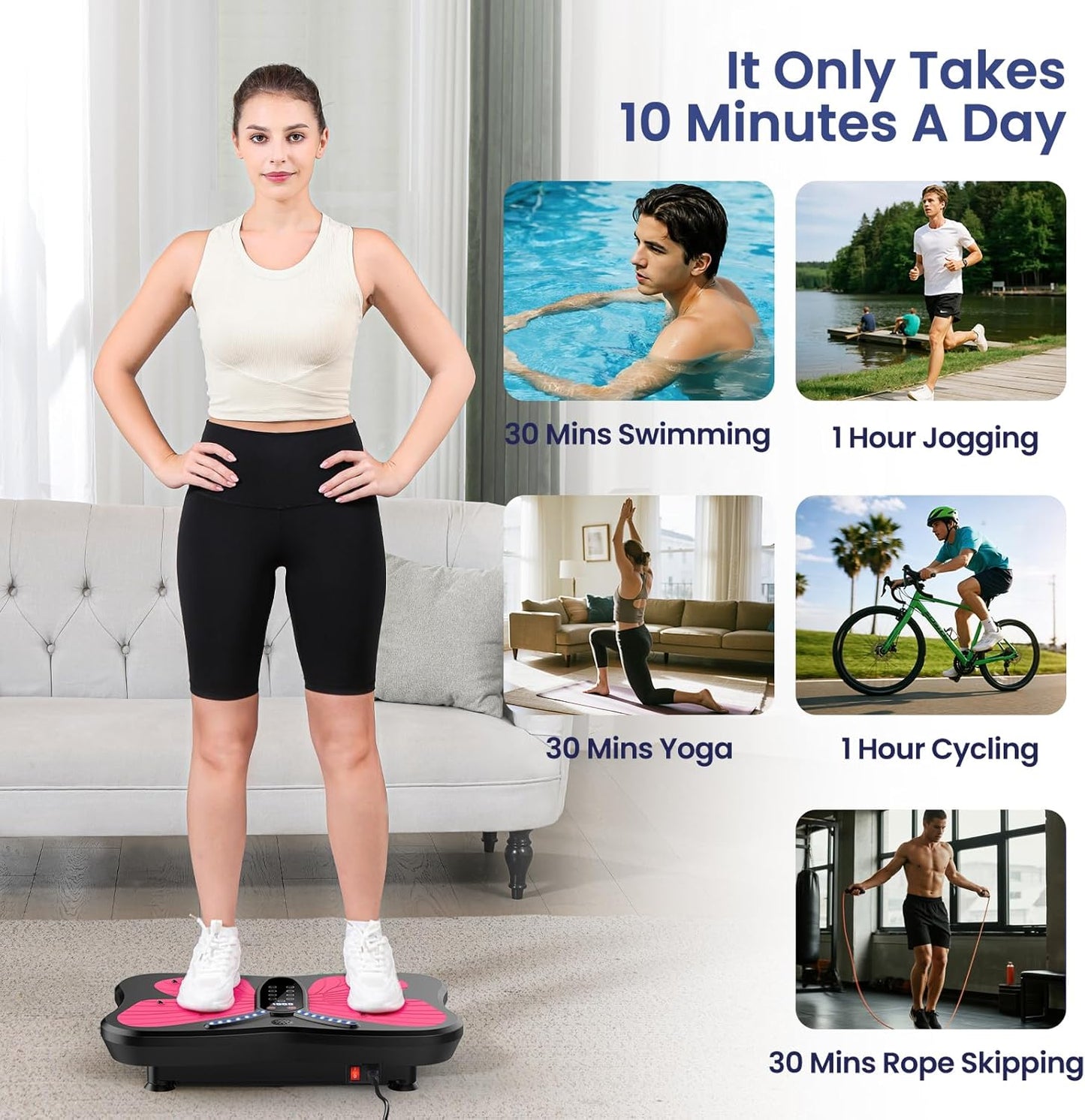 Vibration Plate Exercise Machine - Full-Body Weight Loss & Lymphatic Drainage | 400 Lbs Capacity, 200 Adjustable Speeds