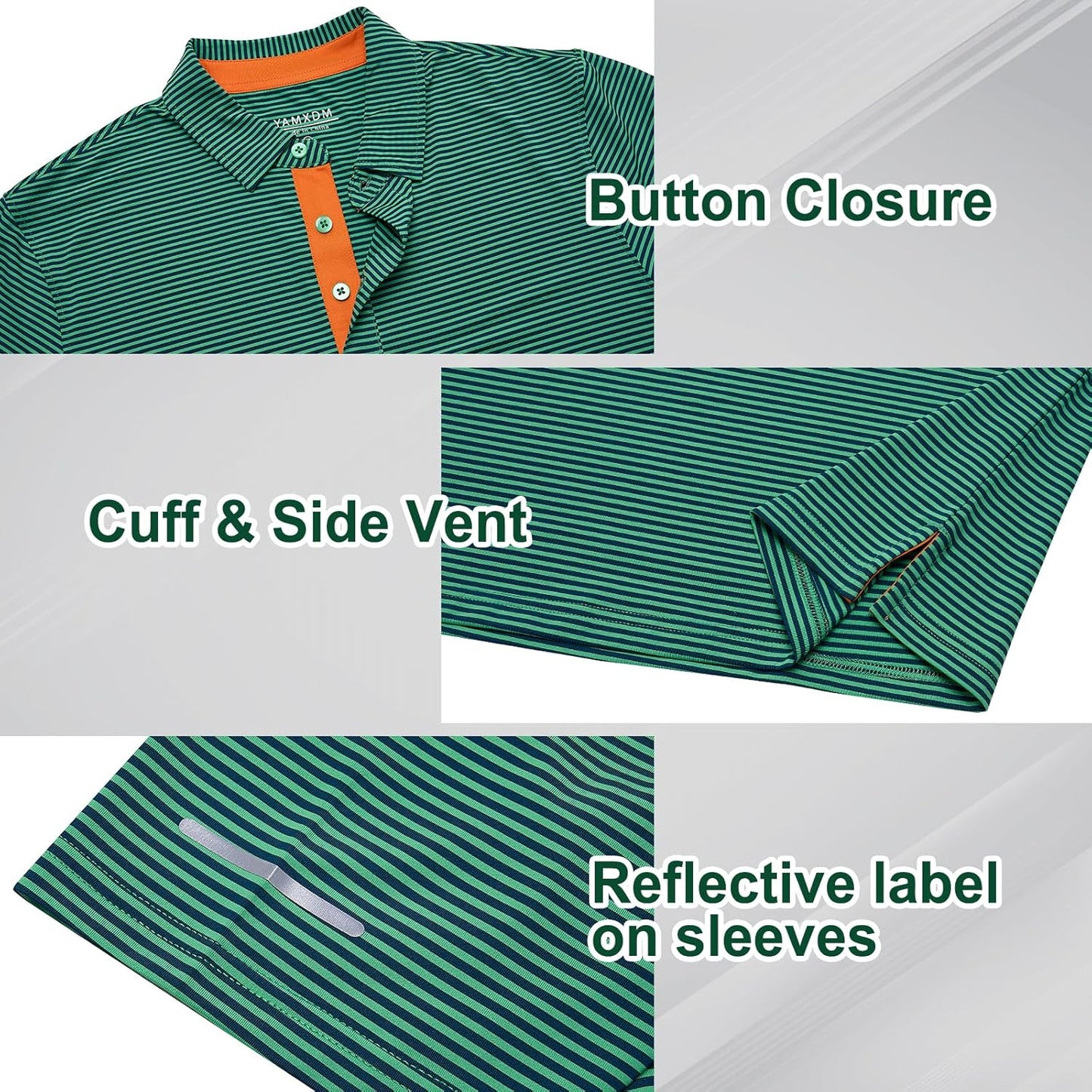 Skiennix Men's Golf Polo Shirt - Moisture-Wicking Short Sleeve Striped Casual Top | High Performance