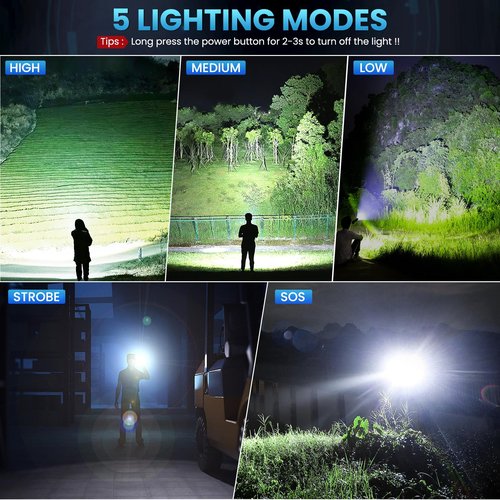Bitlyle Rechargeable LED Flashlights High Lumen,99,000 Lumens Super Bright Flashlight,Powerful Flash Light with 5 Modes Waterproof Handheld Flashlight for Home Outdoor Camping