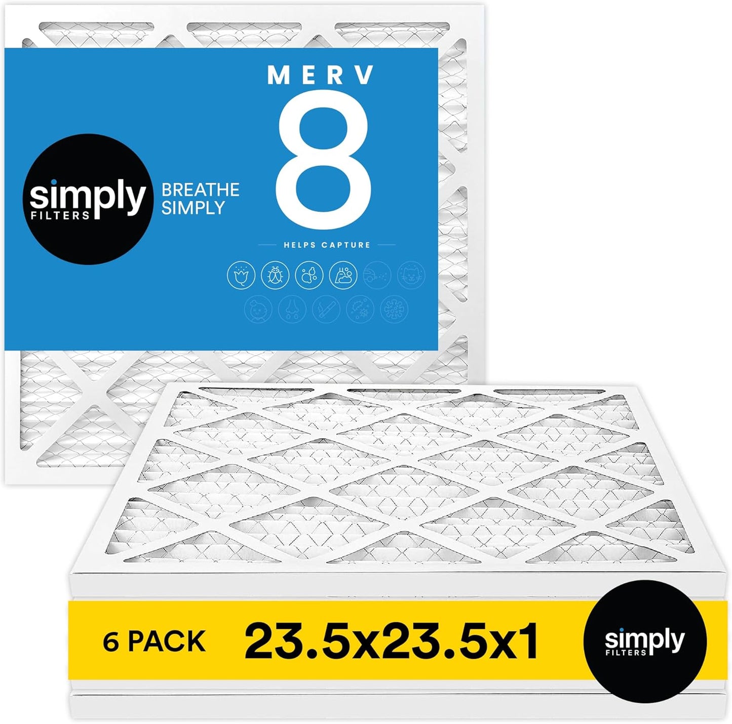 12x18x1 MERV 8 Air Filter 6-Pack for Home AC & HVAC - Dust, Pet & Allergy Control