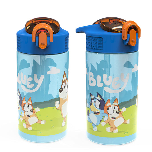 Zak Designs Bluey Sage 16oz Leak-Proof Straw Kids Water Bottle, 2-Pack