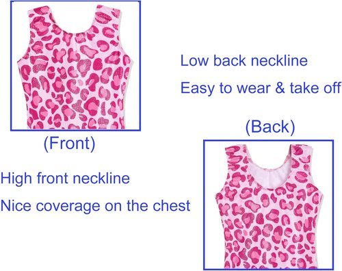 Domusgo Gymnastics Leotards for Girls - Sparkly One-Piece Pro Unitard with Shorts, Size Options Available