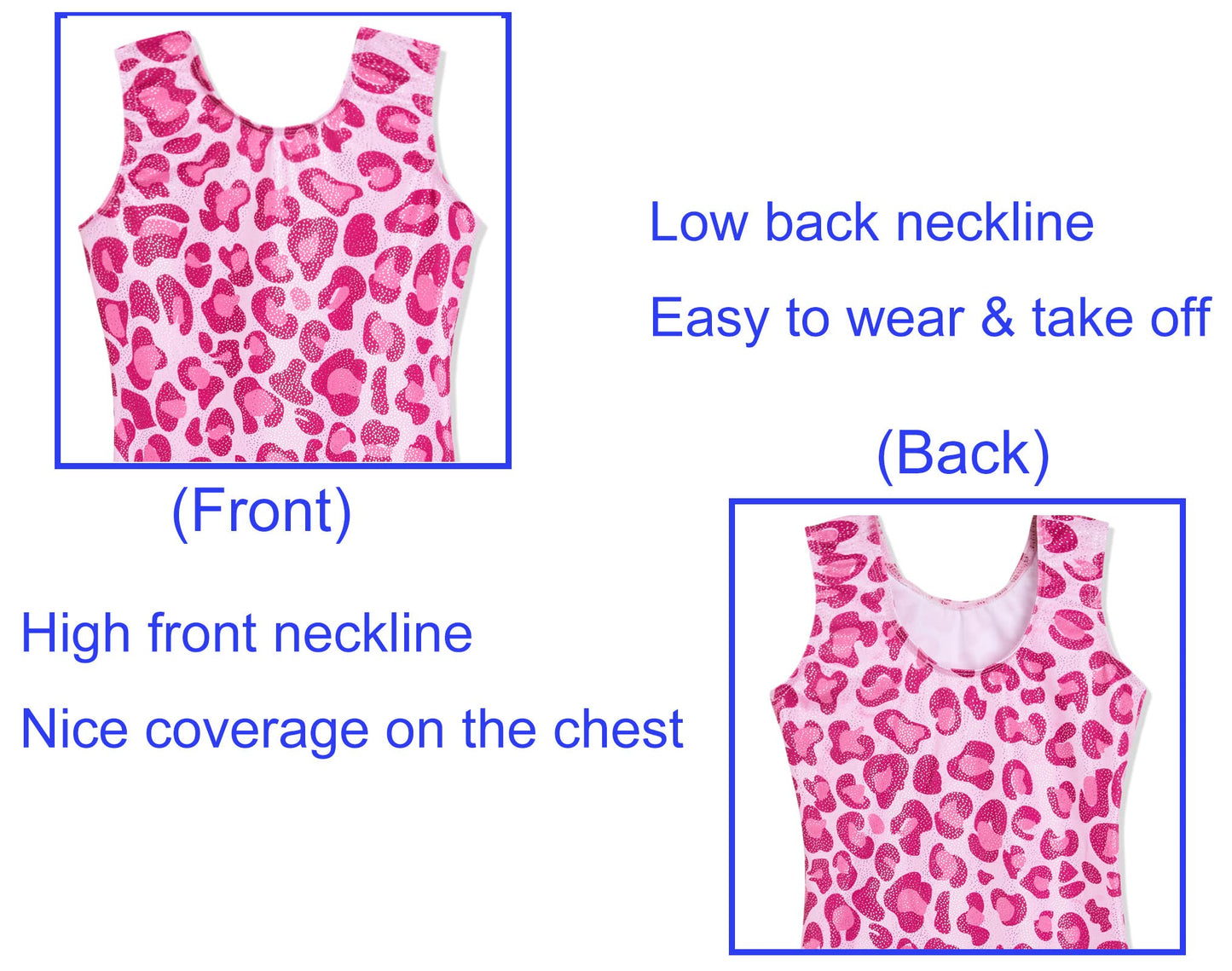 Domusgo Girls Gymnastics Leotards Size 4t 5t Shiny One Piece Soft Pink Leopard Dot Tumbling Unitards