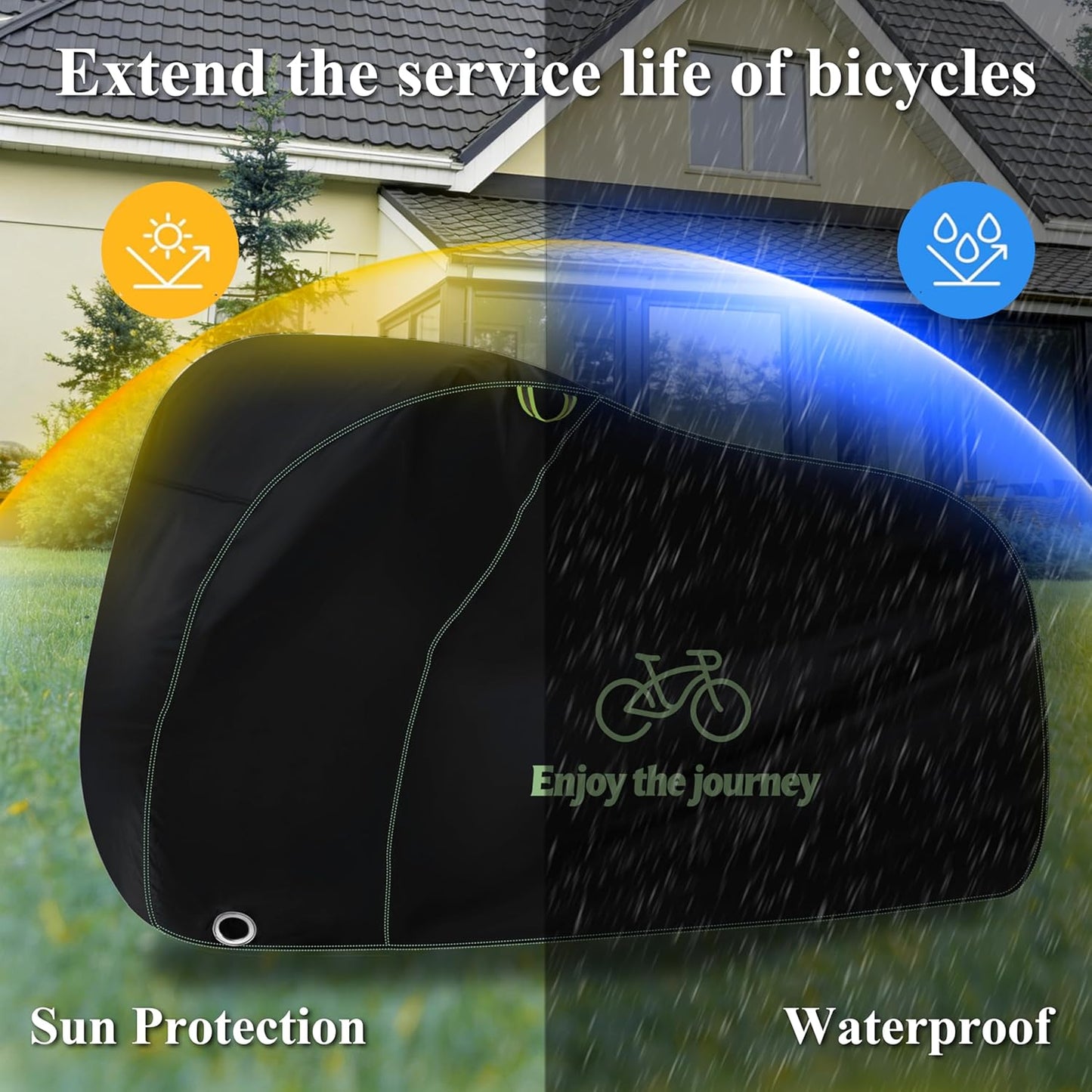 Skiennix Bike Cover for 2 Bikes - Waterproof Outdoor Protection Against Rain, Sun & Dust | Fits Electric & Mountain Bikes