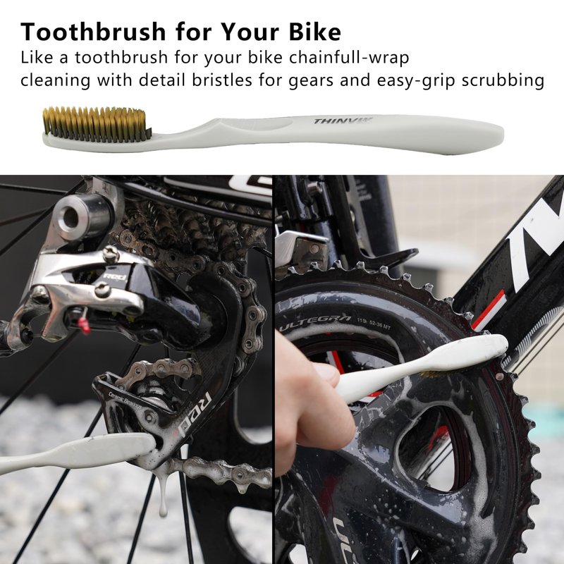 Thinvik Bike Lube and Cleaner Set with 500ml Chain Cleaner, 60ml Dry Lubricant and 4 Brush Tools for Cleaning Chains, Chainrings, Freewheel/Cassette