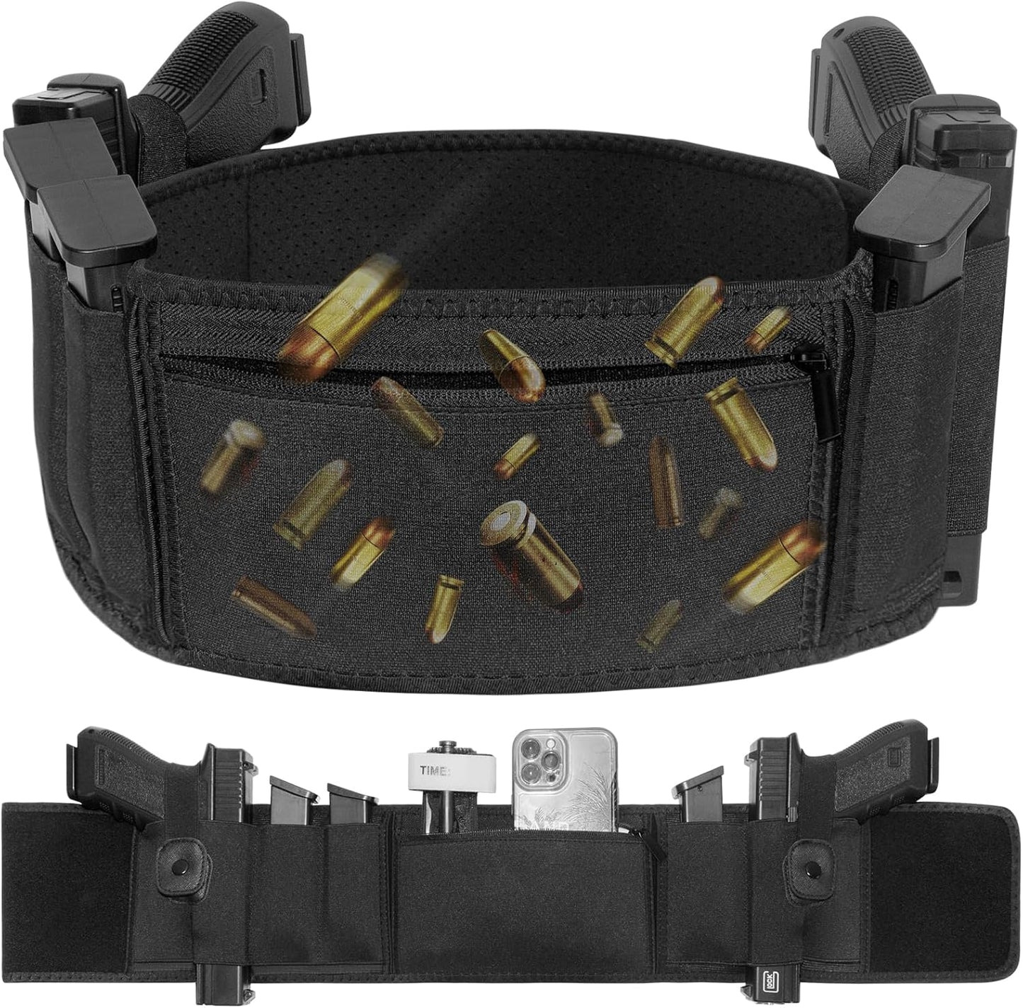 Skiennix Belly Band Holster - Ambidextrous Concealed Carry for Most Pistols & Revolvers | Comfortable Fit