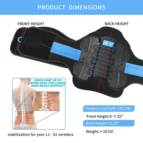 LSO Back Brace with Maximum Decompression Plate,Adjustable Arch Back Support,Dual Pulley System Lumbar Support Belt for Herniated Disc,Spine Stenosis,Sciatica,Scoliosis(L/XL fit belly 33.75-47")