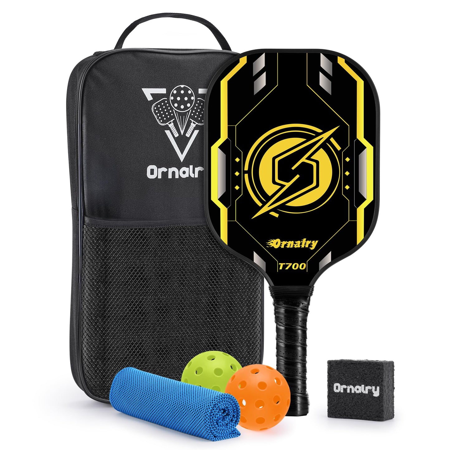 Carbon Fiber Pickleball Paddle: Pickle Paddle Carbon Fiber 16MM Large Sweet Pot High Grit & Spin, 5.5" Long Handle with Anti Sweat Grips Spin & Hybrid Power Paddle for Advanced & Professional