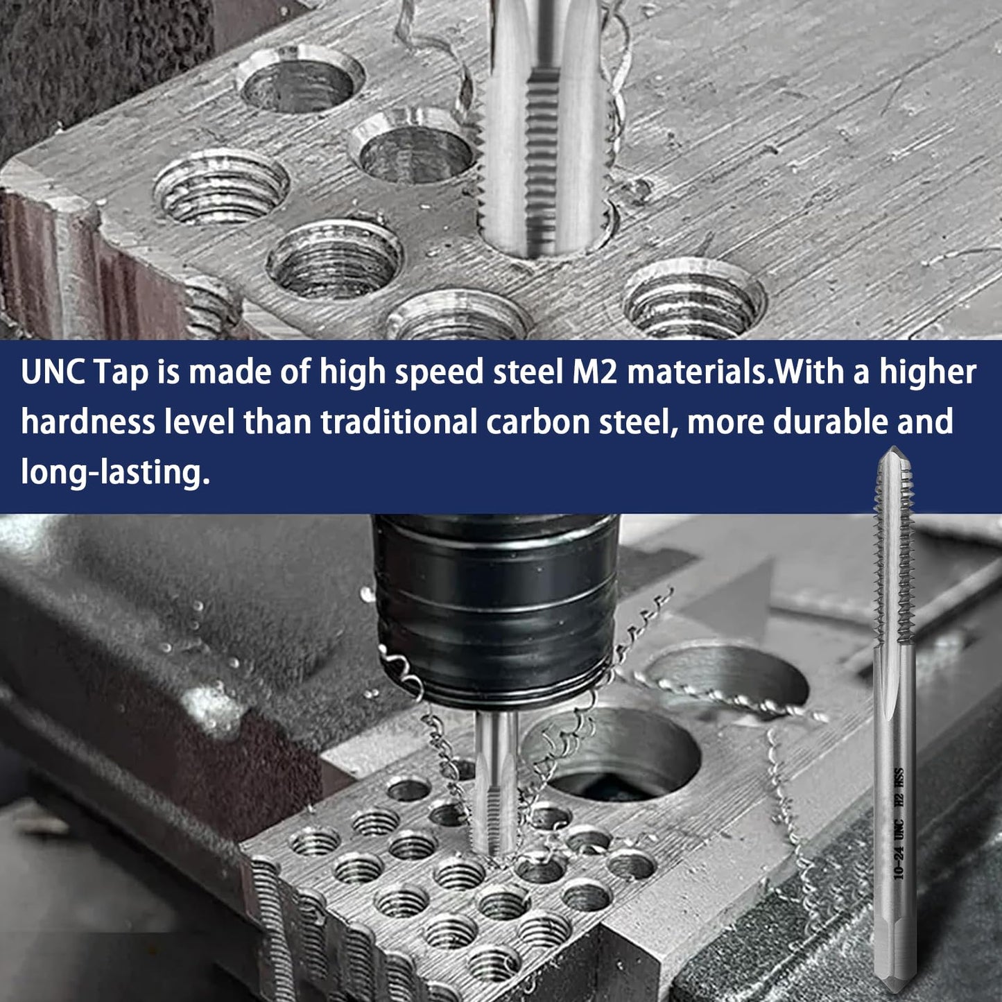 LWCUSNJ 2pcs No 10-24 UNC Thread Tap Right Hand, HSS 10 x 24 UNC Straight Fluted Machine Tap