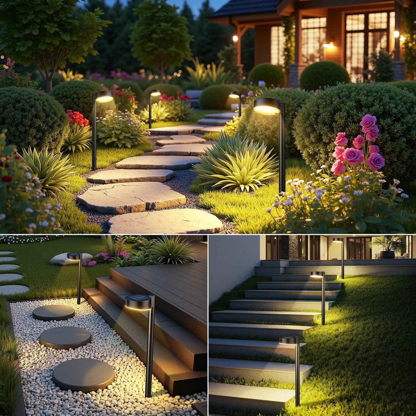 Ahaorigin 12 Pack Solar Pathway Lights Outdoor, 12 Brighter LED Solar Lights Outdoor Waterproof, Up to 12 Hrs Modern Solar Powered Path Light for Yard Garden Walkway Driveway