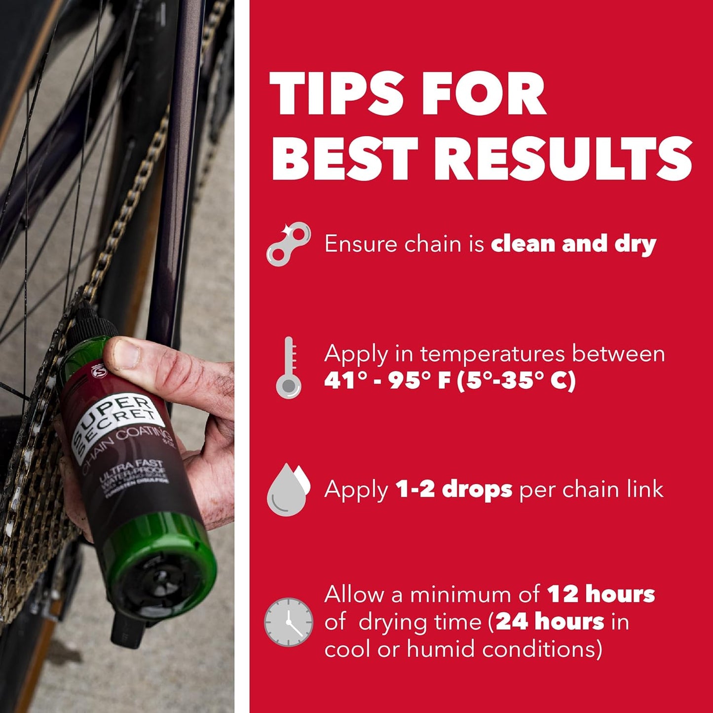 SILCA Super Secret Bike Chain Lube - Ultra Fast Liquid Wax for Smooth, Silent Performance - All Weather Formula