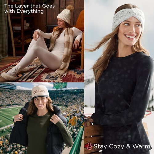 Cuddl Duds Women's Heavyweight Fleece Lined Thermal Set - Long Sleeve Top & Leggings for Winter Comfort