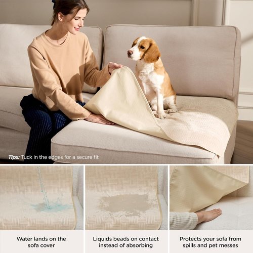 Bedsure Waterproof Dog Bed Cover - Washable Cozy Blanket for King Bed & Sofa, Sandy Tan, 82x120 IN