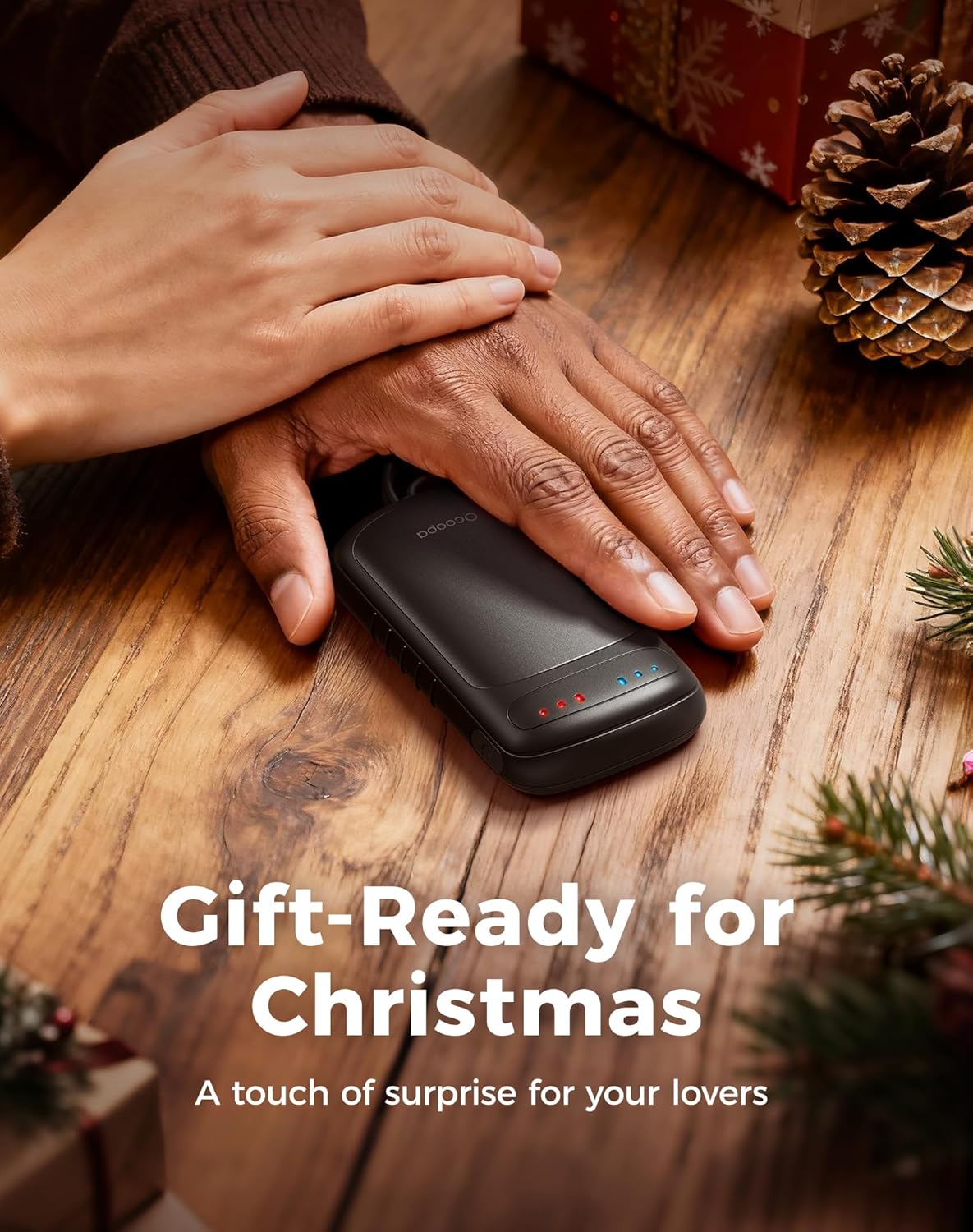 OCOOPA Rechargeable Dual-Sided Hand Warmers - Perfect Stocking Stuffers for All Ages - 2 Pack