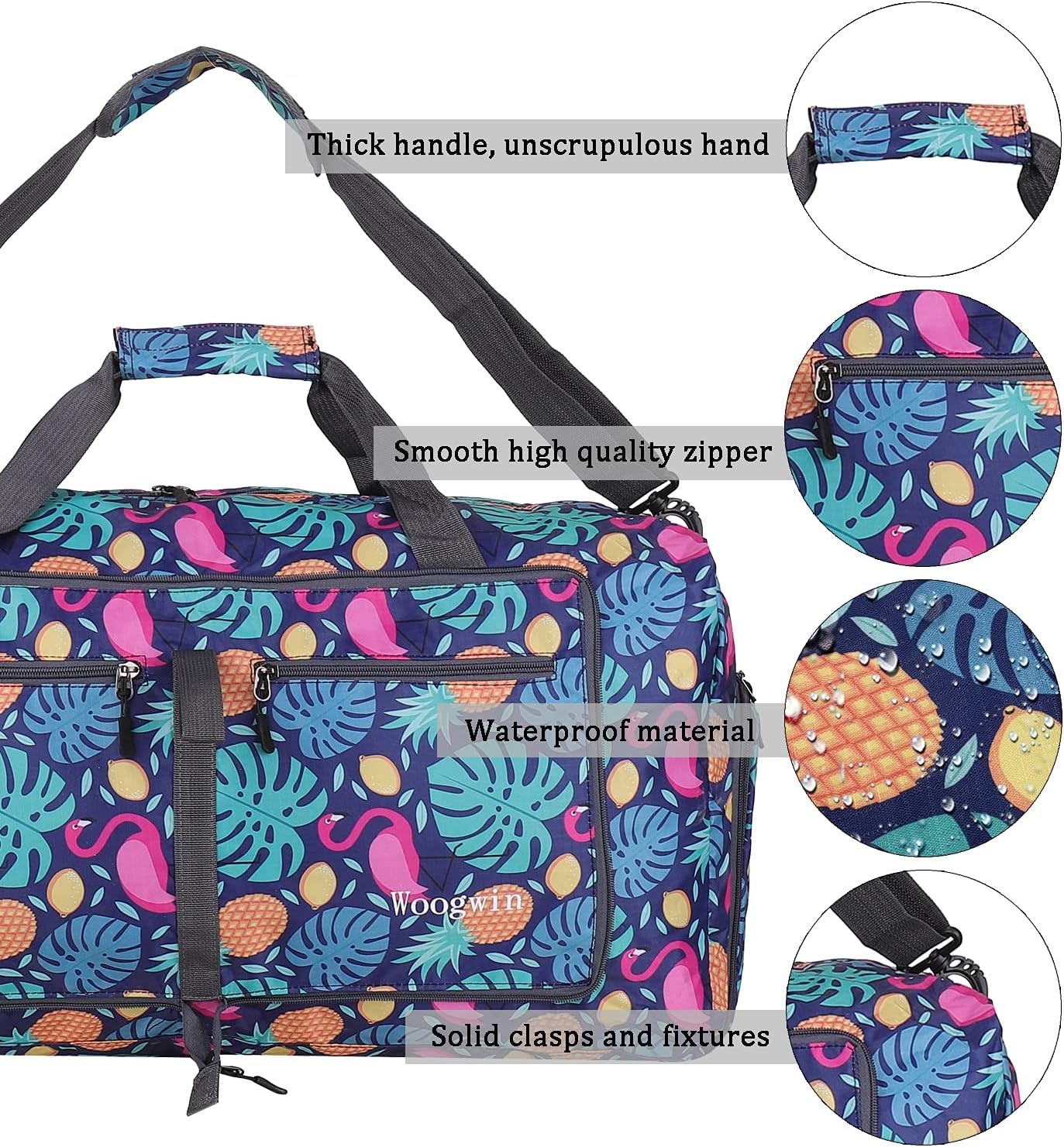 Woogwin Travel Duffel Bag - Large Waterproof Foldable Overnight Bag for Beach & Gym Activities