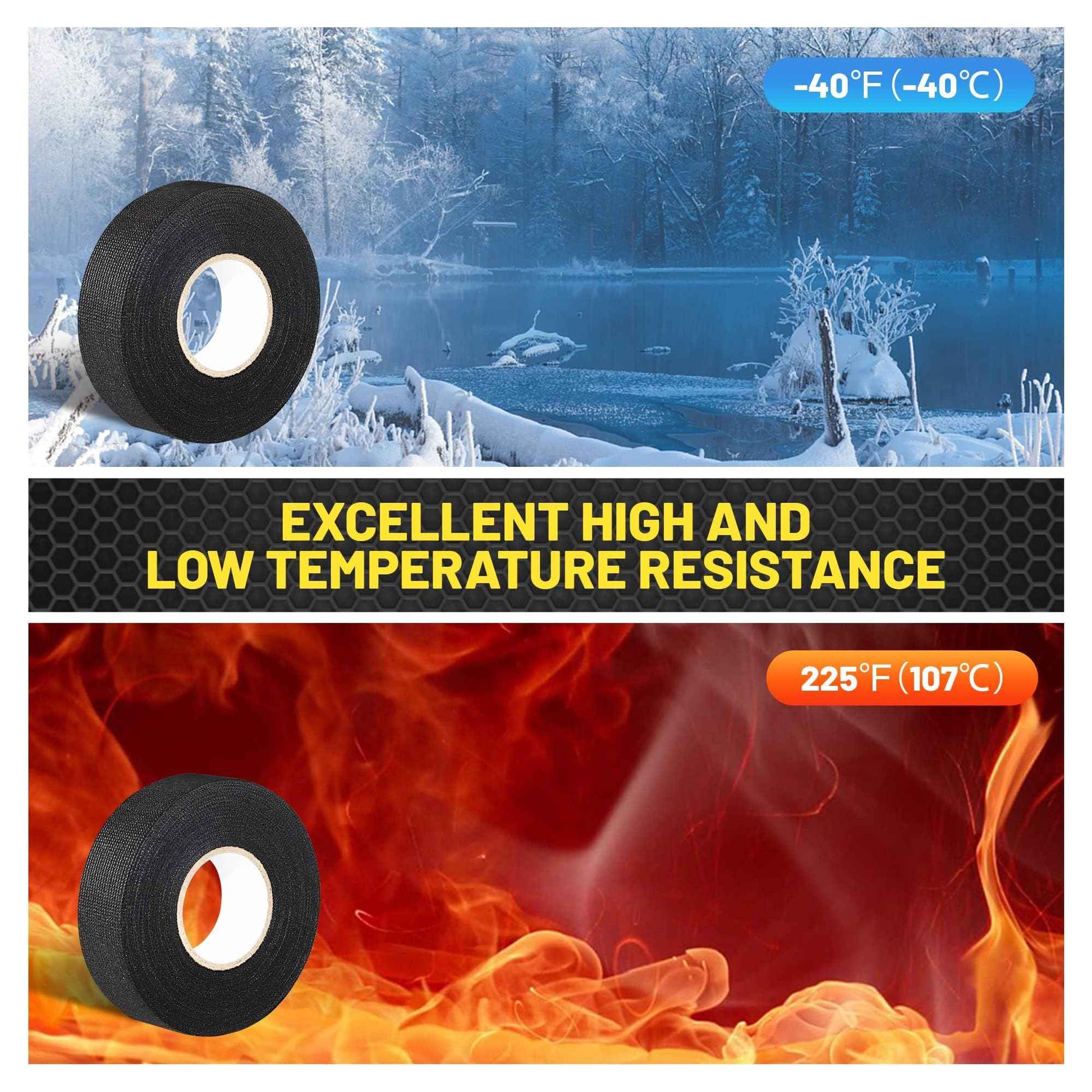 Oyviny 8 Rolls Automotive Wire Harness Cloth Tape 1 Inch x 50 Feet High Temp Self-Adhesive Noise Dampening Electrical Cloth Tape for Car Engine Wire Wrapping Protection Insulation