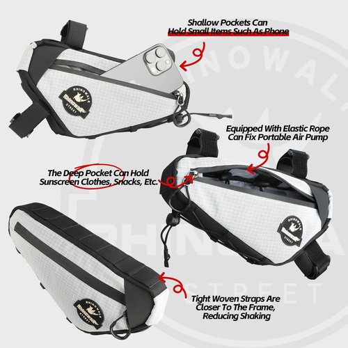 Rhinowalk Bike Frame Bag Waterproof Bike Triangle Bag Bicycle Pouch Professional Cycling Accessories-White