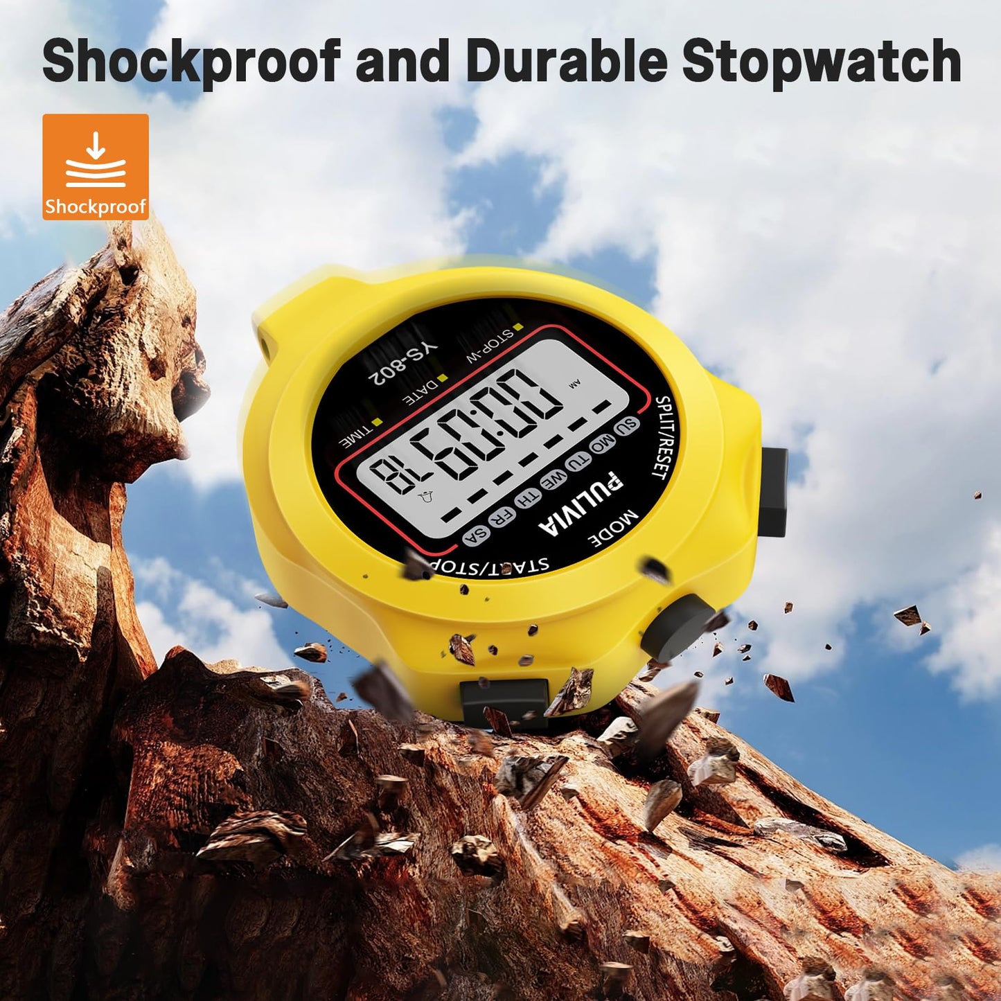 PULIVIA Stopwatch Timer, Digital Stop-Watch for Sports, Yellow