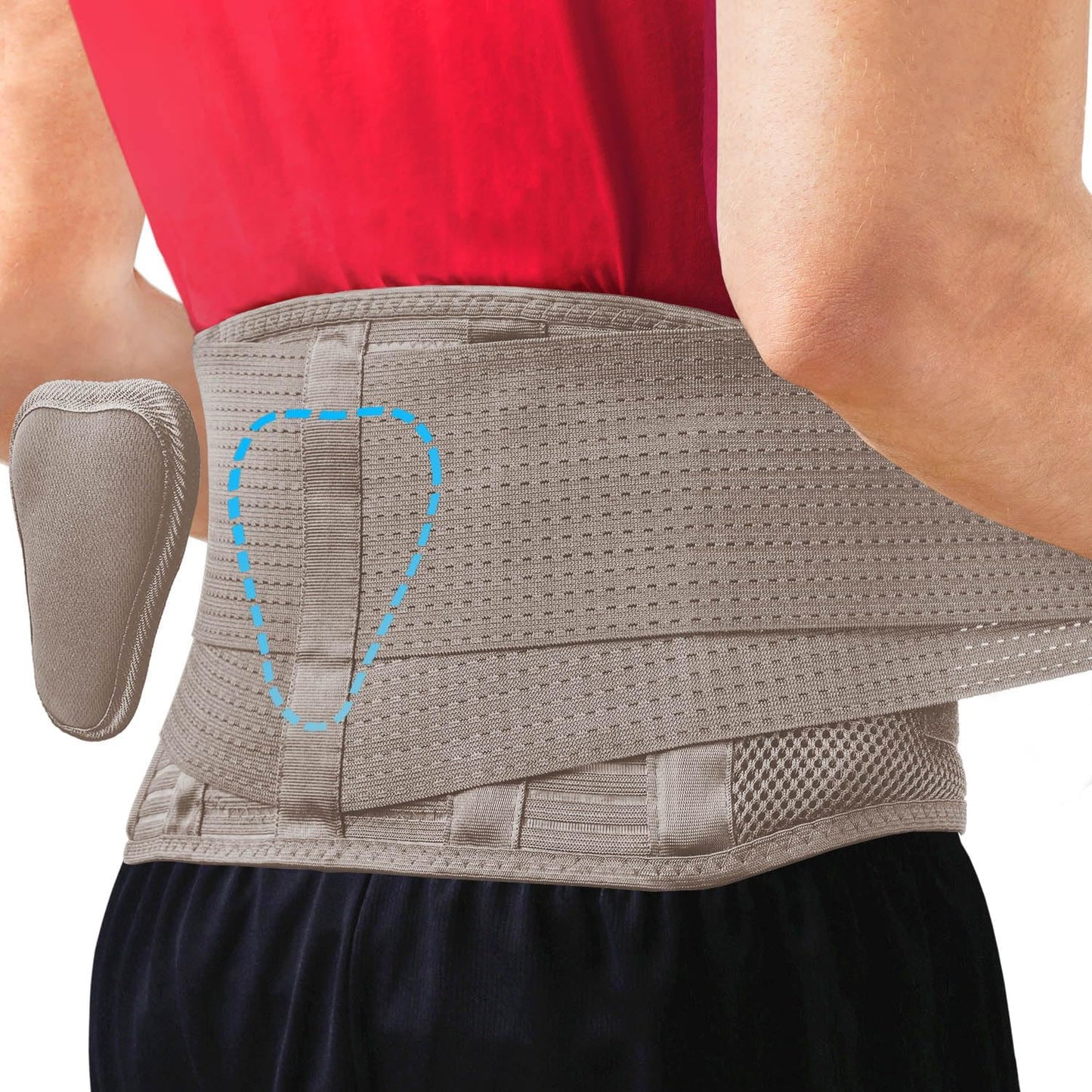 Sparthos Back Support Belt - Instant Relief for Lower Back Pain & Sciatica - Breathable Lumbar Brace | Fits 31–38" Waist (Taupe, Small)