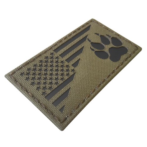 Infrared IR K9 Dog Handler Paw K-9 USA Flag Tactical Morale Touch Fastener Patch (Ranger Green)