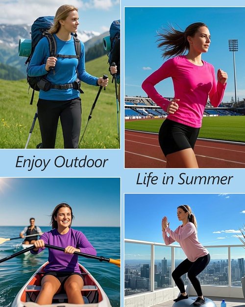 Isnowood Women's UPF 50+ Sun Protection Long Sleeve Shirts - UV Rash Guard Athletic Tops for Hiking & Running