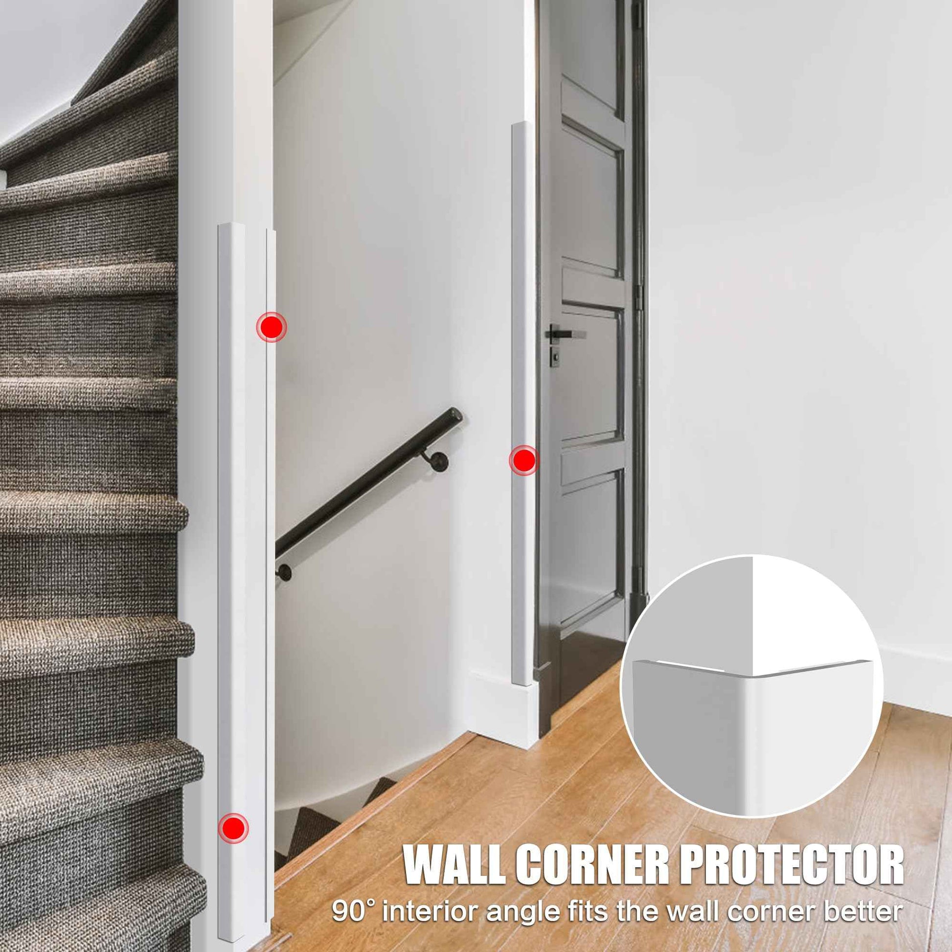 ‎Frychee Wall Corner Protector, Walls Edge Protector，Self-Adhesive Wall Corner Guards,PVC Double Side Edge Protector， Furniture Stairs Guard (2, 2.5x90cm/0.98x35.4in)