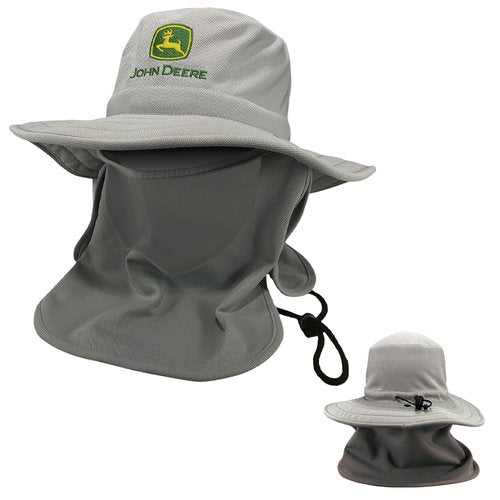 John Deere Bucket Hat Removable Neck Cover and Mask-Ivory