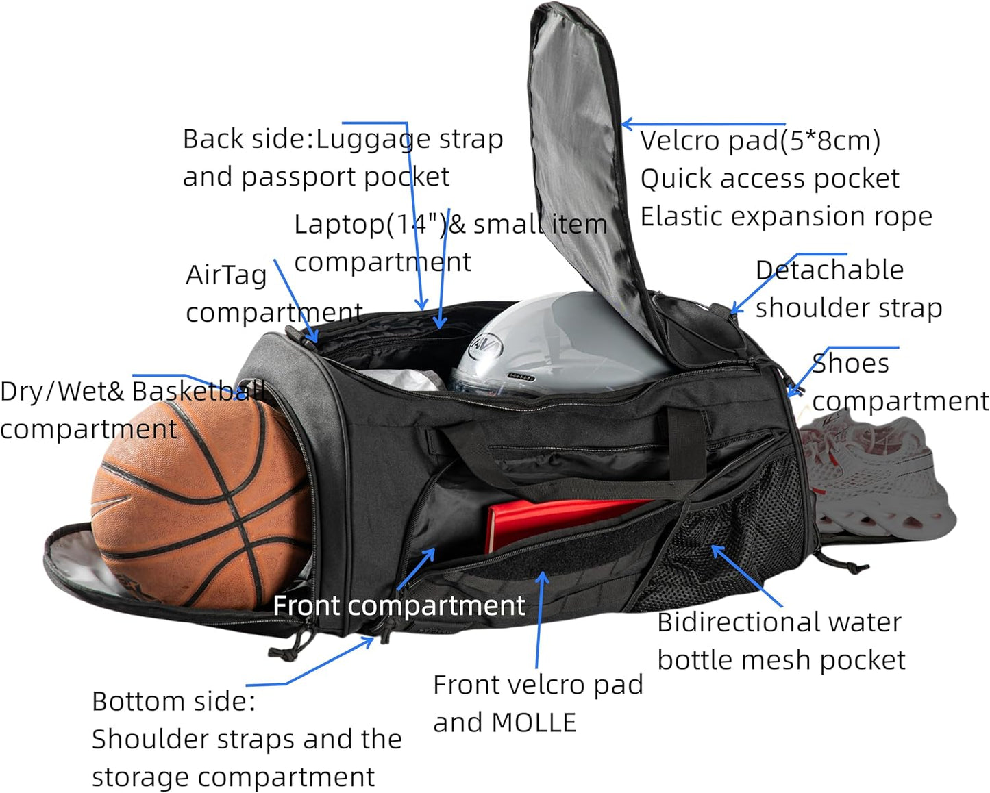 Military Duffle Backpack by Gym Bag - Heavy Duty Travel Weekender with Shoe Compartment | 60L Capacity