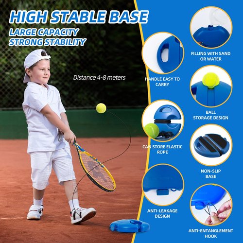Kids Tennis Rackets 2 Pack with Tennis Trainer Rebound Balls, Size 19" & 21" Tennis Training Equipment for Parent-Child Activities, Portable Beginners Junior Youth Practice Kit for Boy Girl