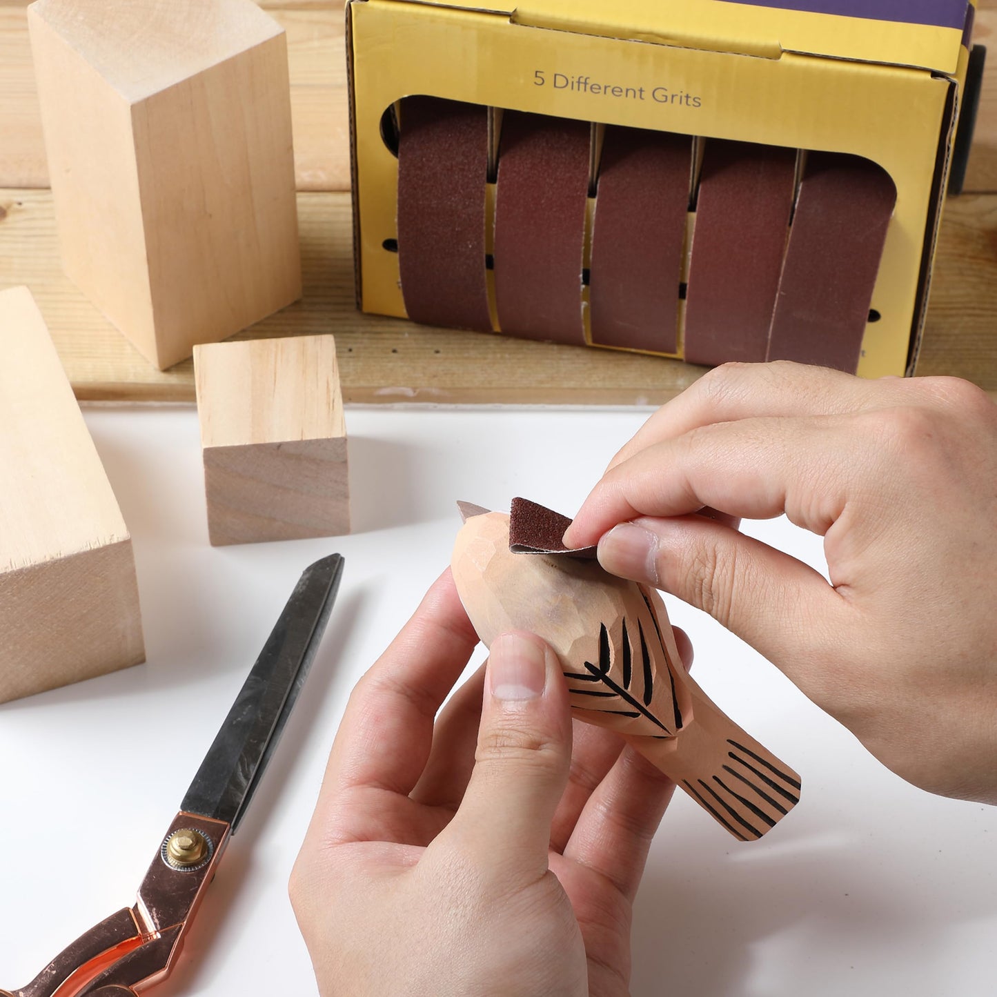 Bates- Emery Cloth Roll, 1" x 20 FT, 5 Pack, 150/240/320/400/600 Grit, Abrasive Sandpaper Roll of Sandpaper Set with Dispenser, Emery Cloth for Metal, Wood, Polishing