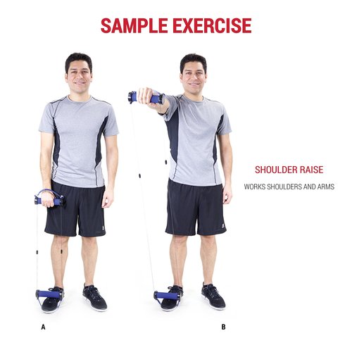 Gwee Gym - Resistance Bands Exercise Kit, LITE, Blue Exercise Bands, Build Lean Muscle with Workout Bands, Easily Portable, Includes an Accessory Kit, DVD, Travel Bag & Healthy Eating e-Book