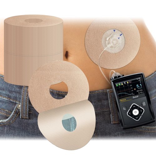 40 Pack Universal Adhesive Patches for CGM and Insulin Pumps, 0.8-Inch Hole, Waterproof & Breathable Patches, Pre-Cut Adhesive Tape, CGM Protection,Long Last Sensor Patches,Skin-Friendly Patches,Beige