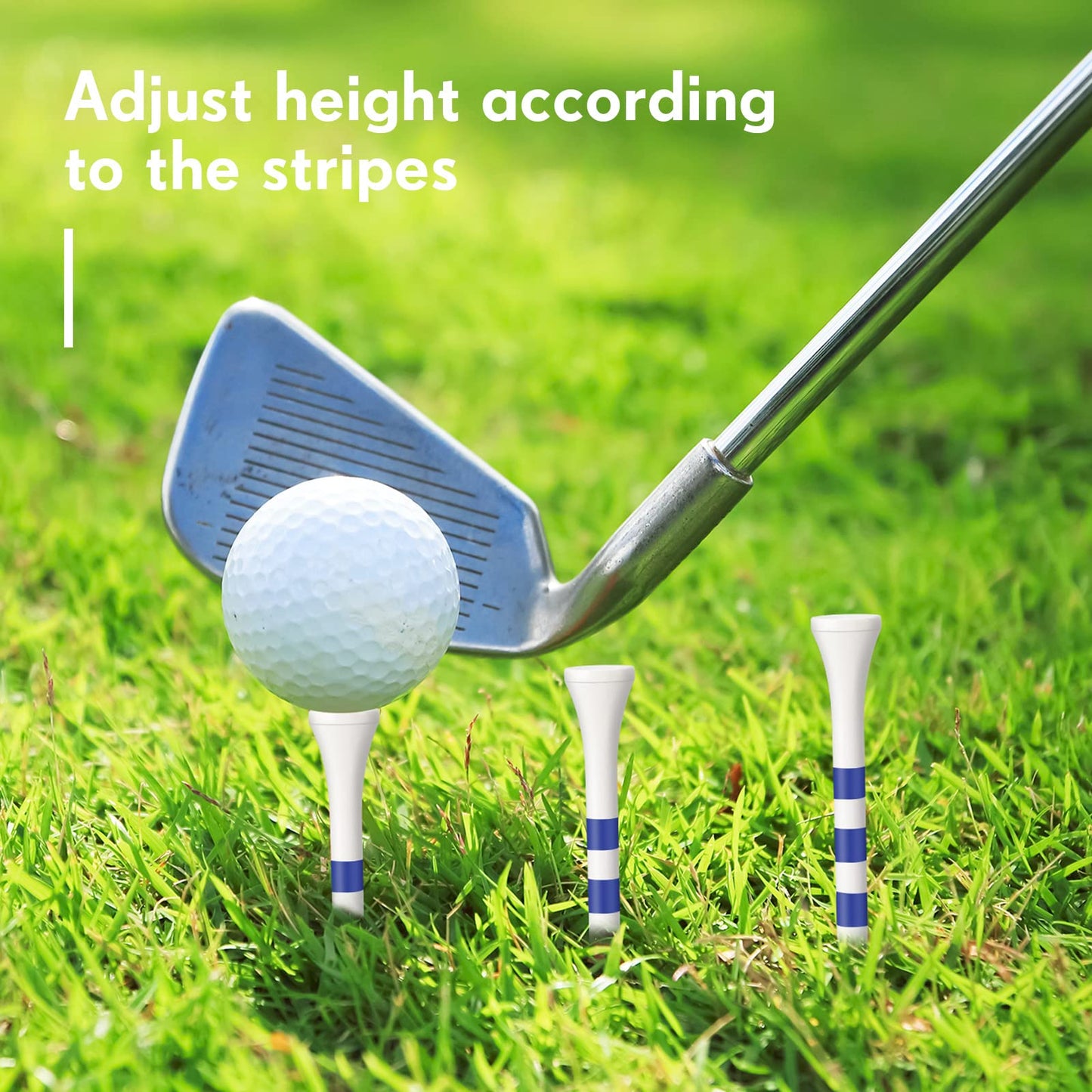 Sosation 200 Pieces Bamboo Golf Tees 3-1/4'' Inch Wooden Golf Tees Reduce Friction and Side Spin(White and Blue)