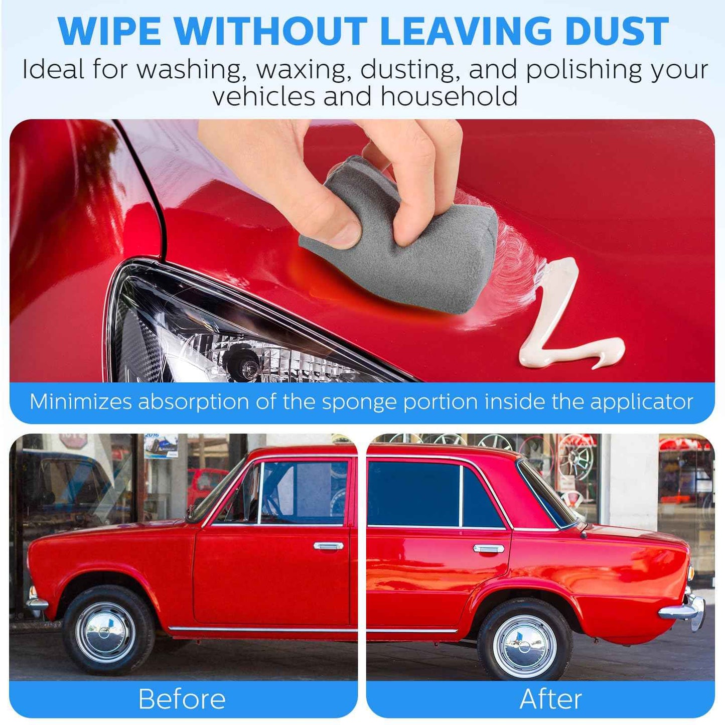 Riakrum 18 Pack Microfiber Applicator Pads Suede Car Detailing Sponge Ceramic Coating Applicator Pads Coating Sponge for Cars Graphene Metal Plastic Trim Ceramic Spray Applying Wax