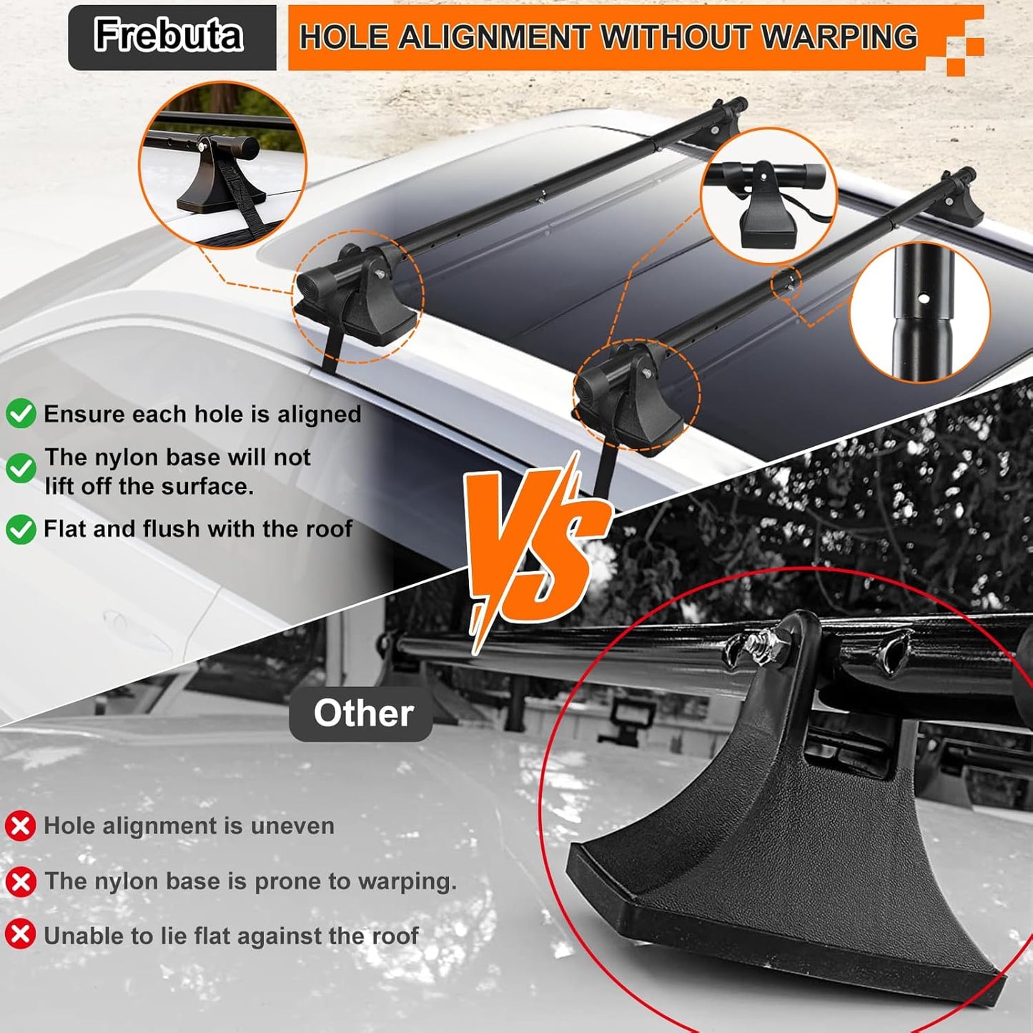 Skiennix 48-Inch Car Roof Rack Cross Bars - 220lbs Capacity for Compact Cars | Durable Anti-Warping Design
